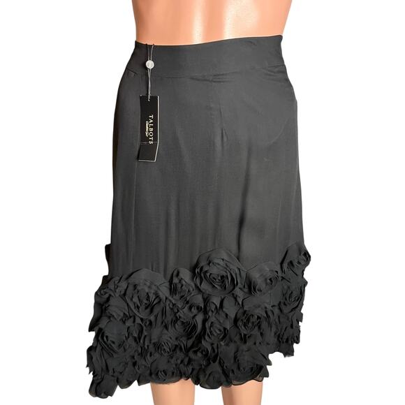 Talbots Silk Midi Skirt Chiffon Rosettes Sz 14 New With Tags! Party Quiet Luxury - Picture 1 of 5